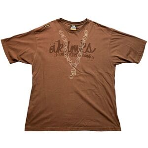 Akademiks‎ Shirt Mens 3XL Brown Script Spell Out Skate Hip Hop Y2K Streetwear